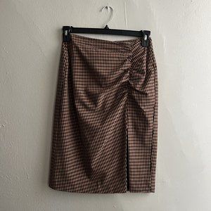 Capulet Ives Ruched Midi Skirt in Camel Gingham